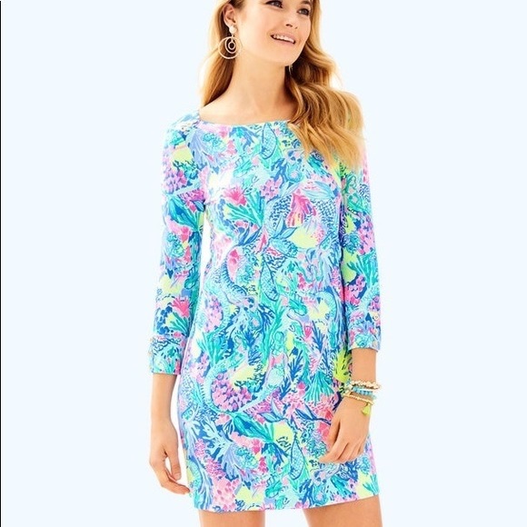 Lilly Pulitzer Dresses & Skirts - Lilly Pulitzer 3/4 sleeve shift dress | mermaid cove print | small